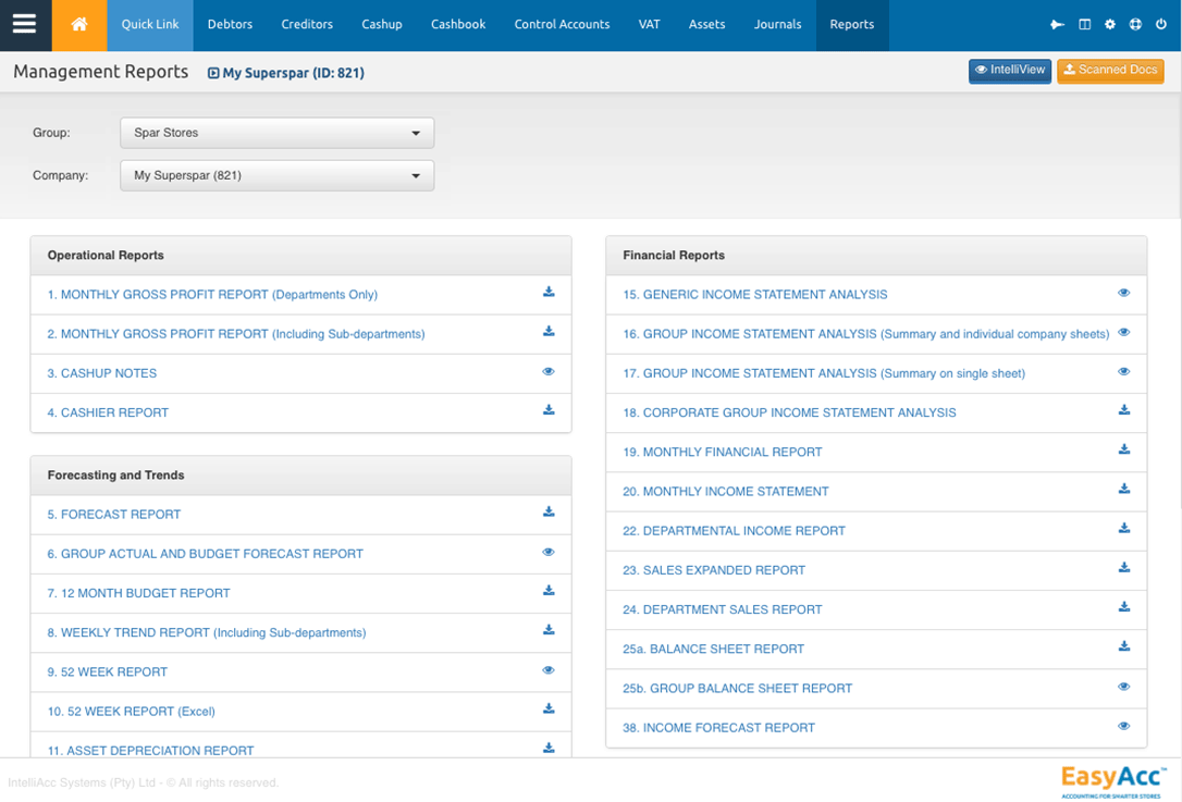 EasyAcc Reports