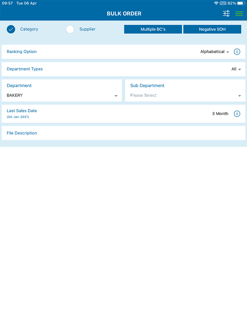 IntellistoX Bulk Order Settings