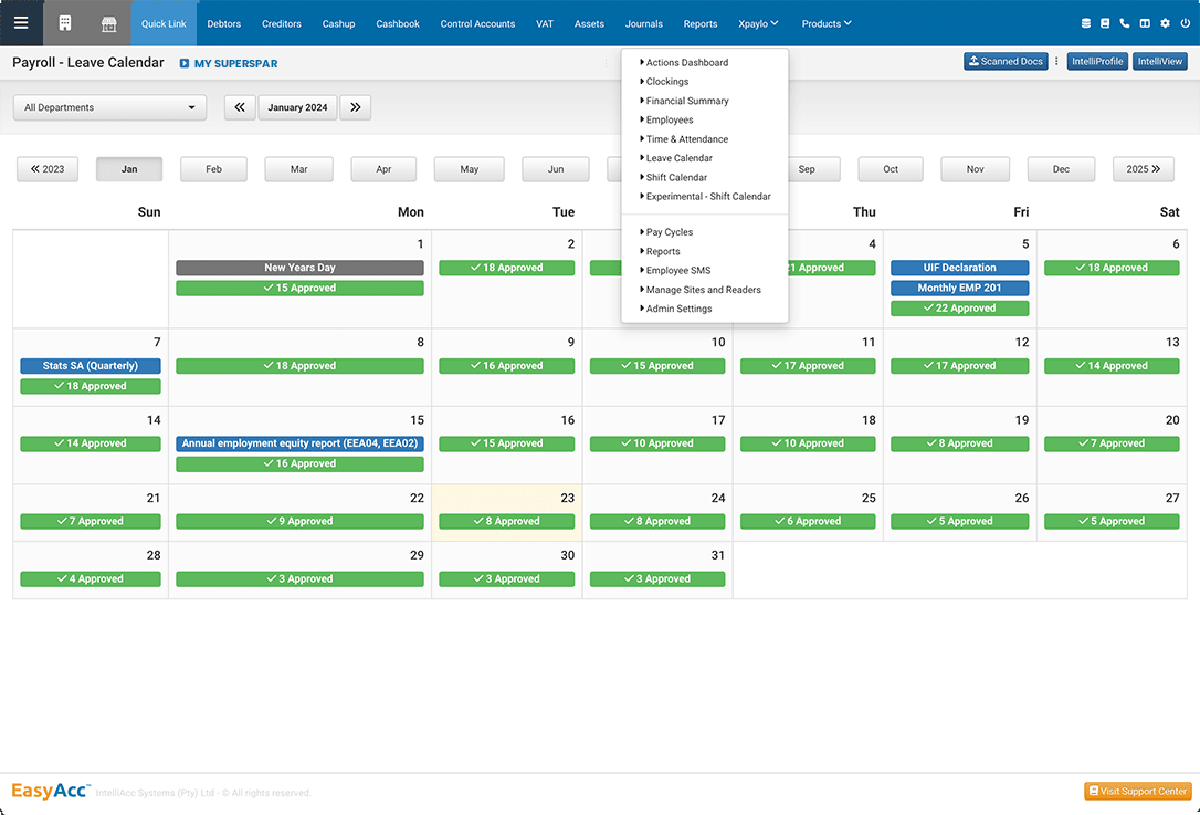 EasyAcc Control Accounts